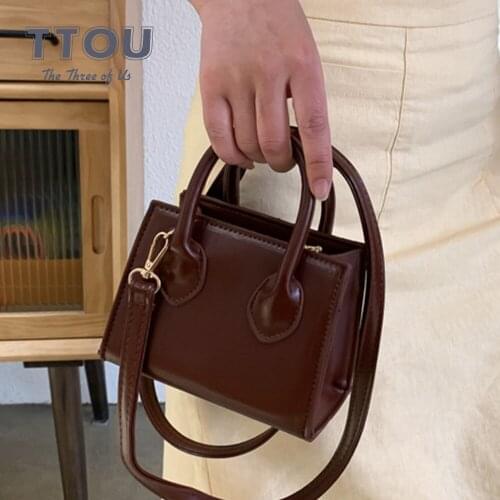 Small PU Leather Female Crossbody Square Bags 2021 Womens Brand Solid Color Shoulder Handbags Ladies Trendy Lipstick Purses