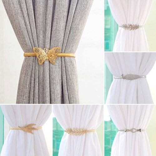 1PC Metal Curtain Tieback Butterfly Shape Holdback Buckle Clip Spring Curtain Strap Gold Sliver Tie Rope Home & Living Decor