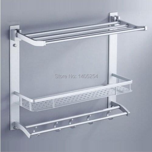 Multifunctional space aluminum towel rack bathroom towel rack aluminum modular three-Shelf Storage Rack