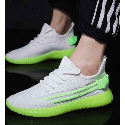 New Flying Woven Breathable Mesh Men Shoes Korean Fashion Version All-match Casual Hot Lace-Up Solid Men Shoes