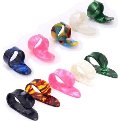 Musiclily Pearl Plastic Guitar Bass Thumb Finger Picks Set, Random Color (Set of 5)