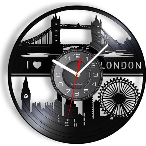 London Eye Ferris Wheel Vinyl Record Wall Clock England Landmark Big Ben Tower Modern Decorative Silent Quartz Clock Wall Watch