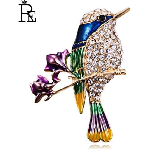 RE New Fashion Cute Branch Flowers Bird Brooch High-grade Wild Alloy Animal Chest Brooches For Women Jewelry Accessories J35