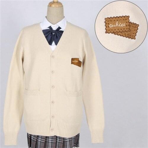 New 2021 Japanese Kawaii Jk Schoolgirl Uniform Long Sleeve V-neck Cardigan Sweater Cosplay Soft Super Cute Women Sweaters Coat