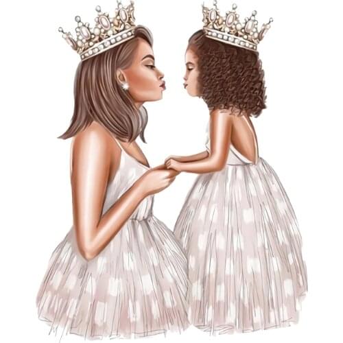 The New Crown Thermal Patches Mom Girl T-shirt Stickers Diy Princess Patch Heat Transfer For Clothing Easy Use Applique