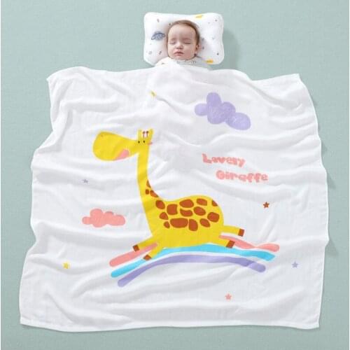 Double Layer Gauze Cartoon Animal Newborn Swaddling Bamboo Fiber Baby Bath Towel Children Blanket Kindergarten Wrap Quilts AB06
