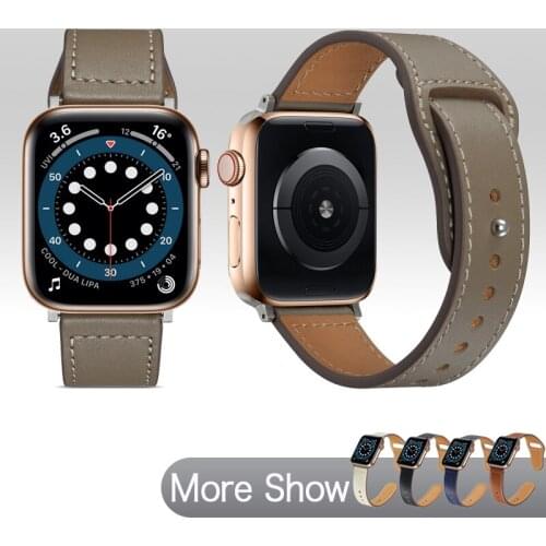 Genuine Leather Watchband For Apple Watch Strap 44mm 40mm 42mm 38mm Watch Band Men Bracelet For Apple iWatch Series se 6 5 4 3