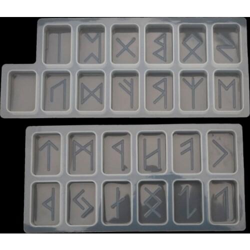Rune Stones Wicca Crystals Mold with Engraved Elder Futhark Alphabet Viking Rune Hand Resin Casting Mold Kit Witchcraft