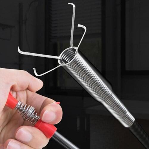 Alloy Wire Drain Sewer Dredge Kitchen Sink Cleaning Device Hair Spring Pipe Tool Cleaner Hook Sewer Dredging 60cm/90cm Dred B0I2