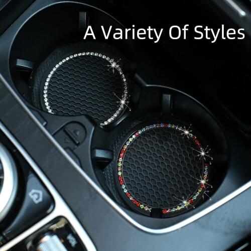 Vehicle Coasters Car Crystal Rhinestone Bling Interior Cup Holder Universal Accessories 2.75 Inch Silicone Anti Slip Decorations