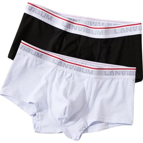 2PC Mens Flat Underwears Mens panties solid sexy panties Underpants Washed sexy Slim Boxer Sports men panties set clothes