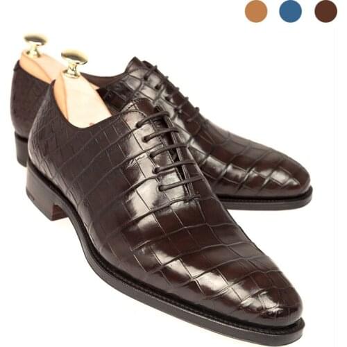 Oxford Black Bridegroom Dress Party Formal Office Men Shoes Original Business Designer Plaid Genuine Leather Shoes