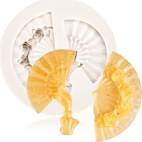 Fan Cake Mold Decorating Tools Dance Fan Chocolate Silicone Molds Pastry Tools Accessories Mold For Baking Cake Decorating Tools