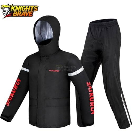 Waterproof Motorcycle Rain Suit Raincoat+Rain Pants Poncho Motorcycle Rain Jacket Motorbike Scooter Riding Rain Suit Black S-4XL