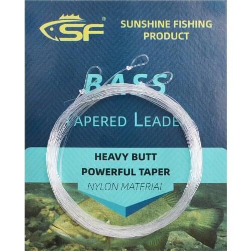 SF Pre-Tied Loop Heavy Butt Fly Fishing Bass Tapered Leader High Knot Strength Clear Nylon for Bass/Large Flies 3 PCS 9FT