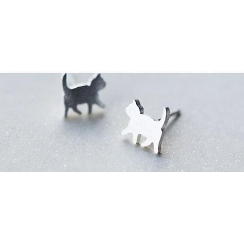Prevent allergy 925 Sterling Silver Cute Cat Stud Earrings For Women Jewelry Pendientes Brincos eh626