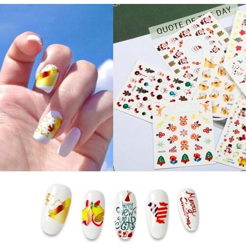 1pcs New Year Sliders Manicure Sticker Water Transfer Decals DIY Christmas Snowflake Snowman Nail Art Decorations