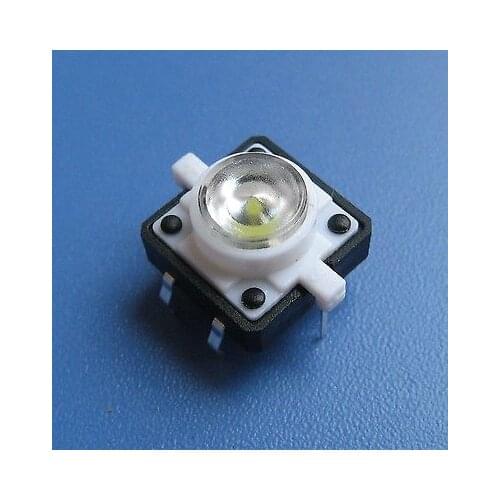 10) illuminated Tact Switch Push Button with White LED 12*12dip 4pin RoHS 10PK