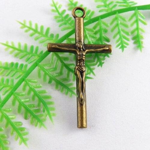 10pcs/lot Antique Bronze Jesus Cross Pendant Unisex Charms NecklaceBracelet 39*20mm Religious Jewelry Fine Gifts Crafts 51237