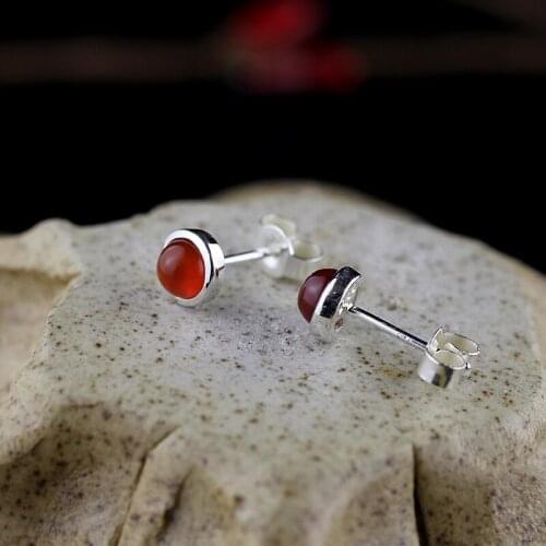 2018 Limited Promotion Multi-tone Anniversary Earings Fashion Jewelry S925 Simple Fashion Agate Ear Nail