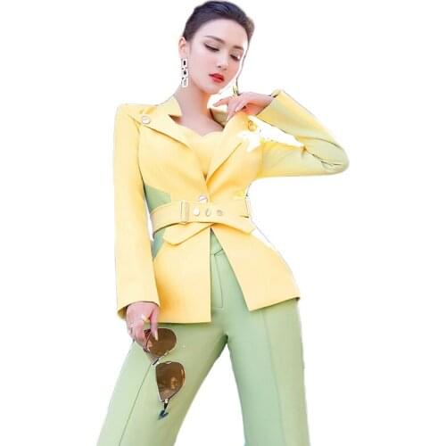 2020 Haute couture Elegant women blazer Top women clothing Spring/autumn Ladies coat Stitching High quality Petite suits 1783