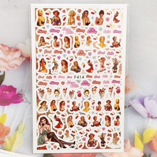 3D Stickers for Nails Woman Love Heart Letter Nail Foil Sliders Fashion Manicure Sticker Cute Cartoons Nail Art Decoration