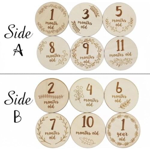 6 Pcs/set Wooden Baby Month Milestone Card Newborn Month Birthday Gender Card Kids Photography Props Toy Newborn Shower Gifts