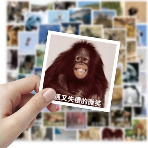 60Pcs Little Animal Expressions Postcards Graffiti Sticker Cute PVC Trunk Water Cup Notebooks Suitcases Car Decoration Stickers