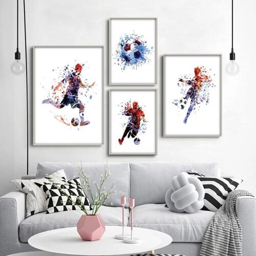 Watercolor football poster modern abstract print wall art prints and pictures for home living room decoration canvas painting
