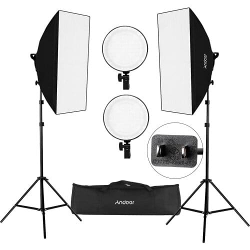 Photography Andoer Studio Softbox LED Light Kit 20*28" Softboxes 45W 2700K/5500K LED Lights+2M Light Stand Carry Bag EU/US/UK/JP