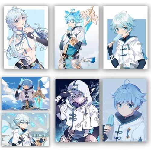 Anime Genshin Impact Poster Game Smile Chongyun Painting Wall Art Decoration Kawaii Room Decor Canvas Posters