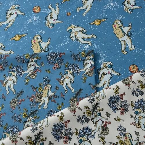 Astronaut 100% Cotton Digital Print Fabric For Sewing Dresses Shirts Home Decoration Accessories Per Meters