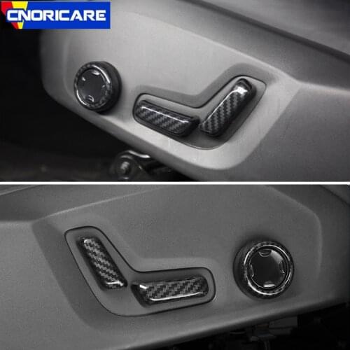 Carbon Fiber Color Car Seat Adjustment Button Frame Decoration Sticker Trim For Volvo XC60 2018 Interior Modified Accessories