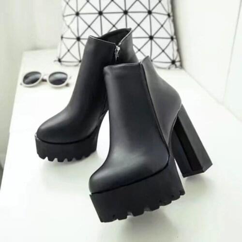 11cm High Heel Boot Fashion Sexy Black Platfrom Boots High Heels Women Ankle Boots Pumps Shoes Winter Autumn Women Party Shoes