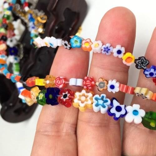Colorful Lampwork Beads 4-10mm irregular Flower Pattern Glass Beads For Jewelry Making Bracelet Necklace DIY Accessories