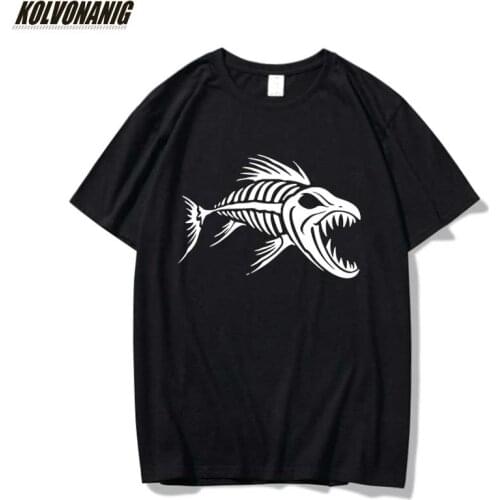 Fish Skull Fish-Bones Printed T-Shirt For Men Fishinger Fisherman Gift Sports Breathable Cotton Fishing Anime Things T Shirt Top