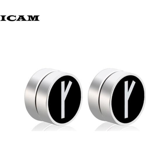 ICAM New Fashion Stronge Magnet Magnetic Ear Stud Non Piercing Clip Black Earrings Stainless Steel Earrings Gift for Boyfriend