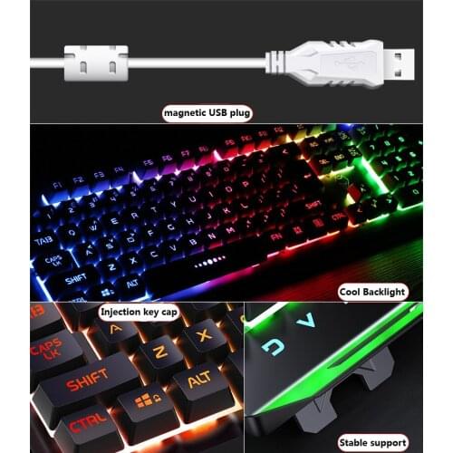 Gaming Keyboard Mouse Mechanical Feeling RGB LED Backlit Gamer Keyboards USB Wired Keyboard Computer Game Keyboard For PC Laptop