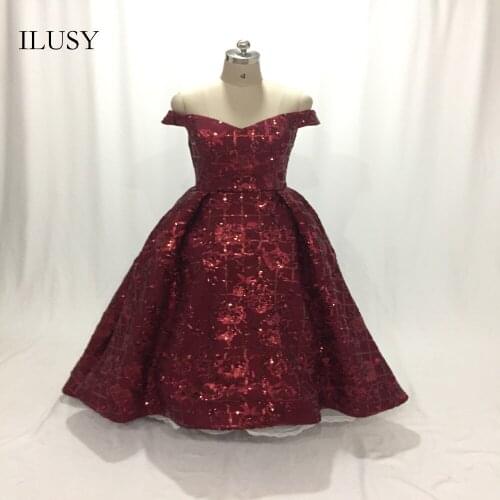 ILUSY Red Lace Evening Dresses Sequins Floral Evening Gowns sleeveless Prom Customize robe De Soiree