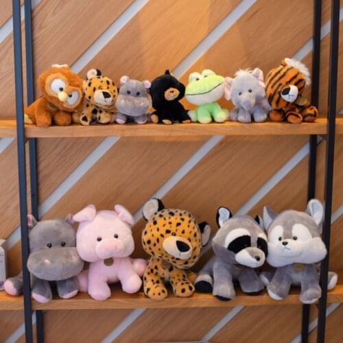 10 Styles Animal Simulation Raccoon Pig Frog Dog Bear Plush Toy Soft Cartoon Tiger Owl Husky Stuffed Doll Baby Pillow Gift