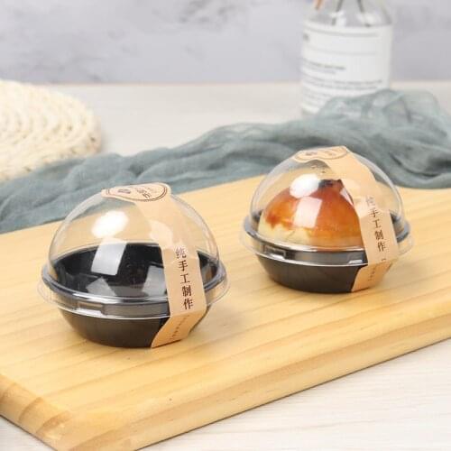 50/100pcs Round Plastic Moon Cake Box Wedding Party Cake Candy Gift Dome Box Transparent Packaging Egg-Yolk Puff Container