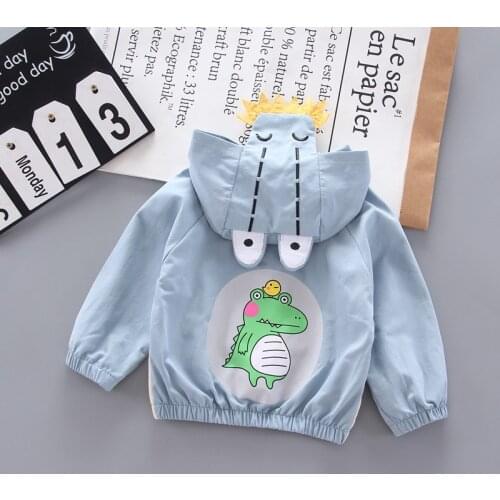 Children Jacket Coat Clothes Spring Autumn Printed With Dinosaurs Coat Kids Casual Baby Boys Girls Hooded Clothing Outerwear