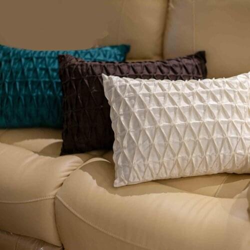 36x50cm/50x50cm solid color handmade pleated cushion cover rectangle square waist pillow cover sofa chair back pillowcase bed