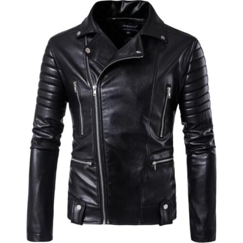 Mens leather jacket slim motorcycle coat jackets Multiple zipper clothes personalized stage street dance rock fashion
