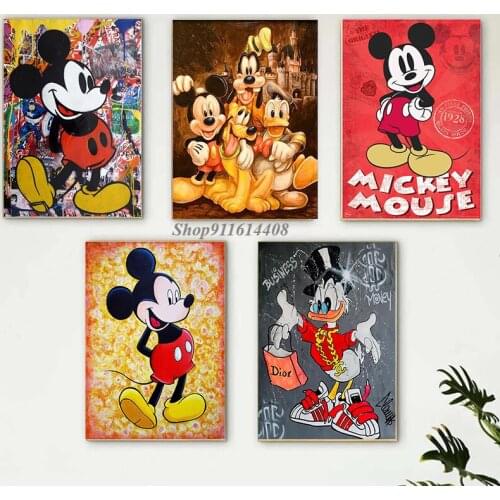 Cartoon Disney Wall Art Anime Poster Canvas Painting and Print Mickey Mouse Donald Duck Kids Room Pictures Decoration Home Decor