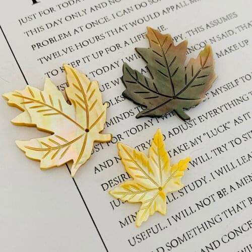 Natural Black Mother of Pearl Yellow Shell Maple Leaf Pendant Making DIY Necklace Hair Clip Hairpin Earrings Jewelry Accessories