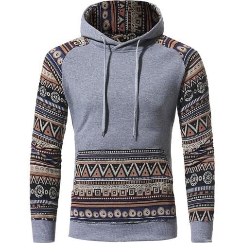 2018 New fashion wide-waisted casual men clothing cotton argyle printed mens raglan sleeved hoodie Sweatshirt male hip hop