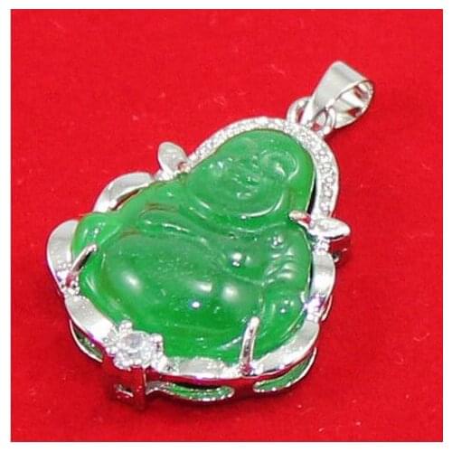 New Lucky Green Jades 18KGP Crystal Buddha Pendant + Free chain