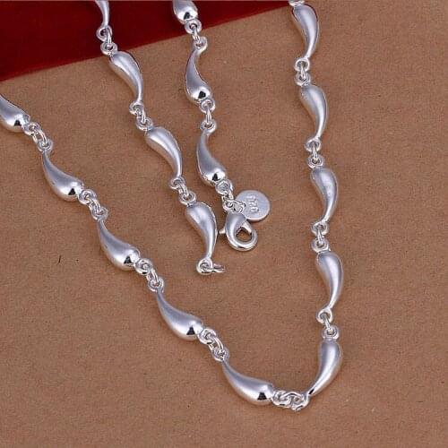 Original Exquisite Silver Plated Party Necklace & Pendant Silver Fashion Jewelry Water Drop Wholesale Free Shipping KN-N024