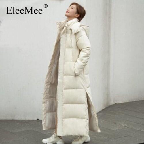 EleeMee Plus Size M-3Xl 2022 Winter Warm Coat Long Hooded Loose Women Parkas Kick Up Thick Cotton Female Outerwear